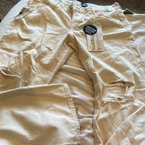 cream colored boyfriend jeans